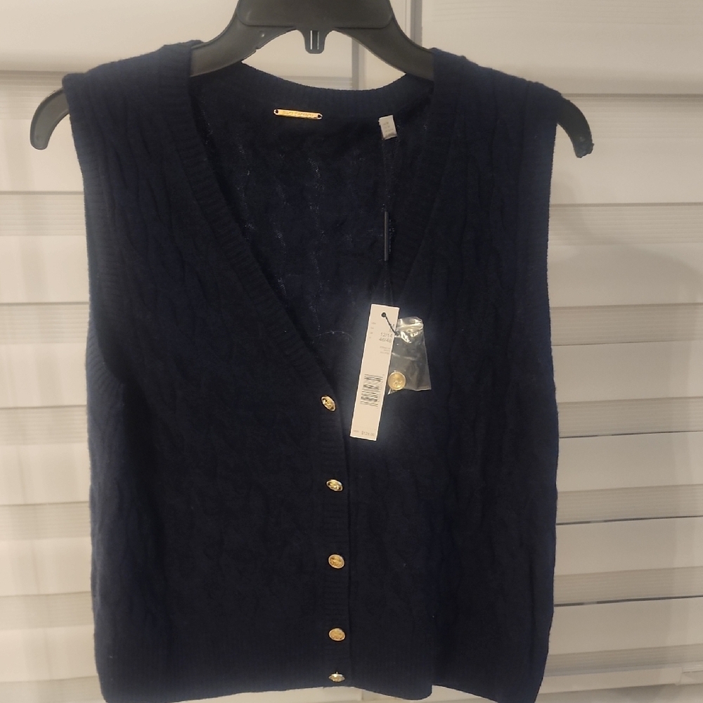 ELIE TAHARI V-Neck Sweater Vest Wool Blend Size M